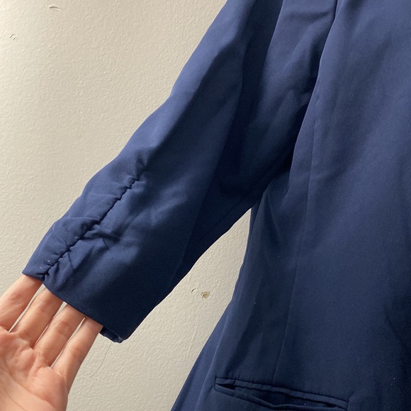 INC Women’s 3/4 Sleeve Menswear Blazer Navy Blue - Picture 12 of 16